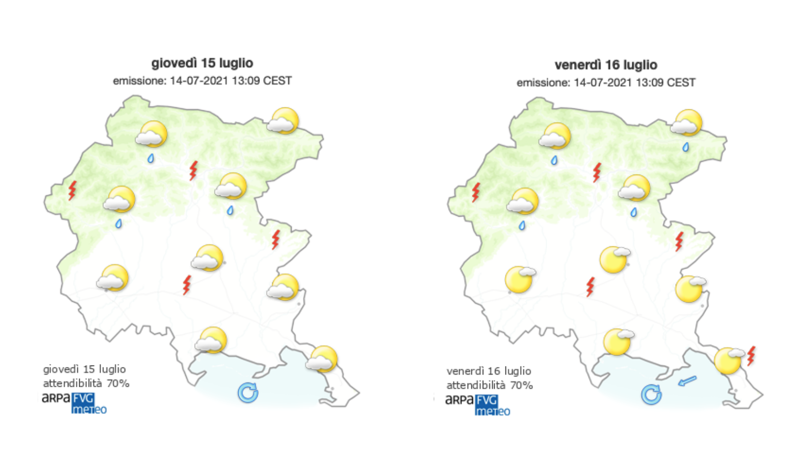 Immagine per Nuvole e venti di brezza sul Goriziano, possibili nuovi piogge